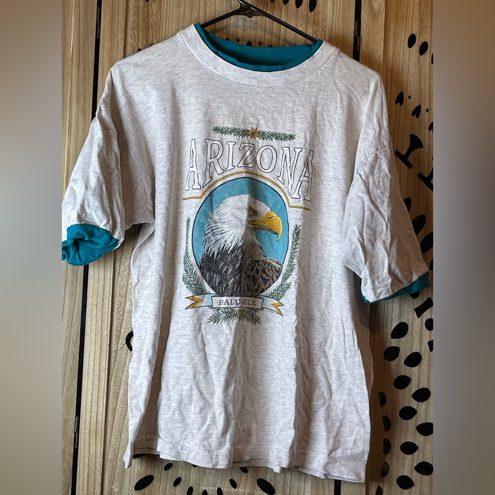 Vintage 90’s Arizona Bay Bridge Teal and White T-shirt. Size Medium.